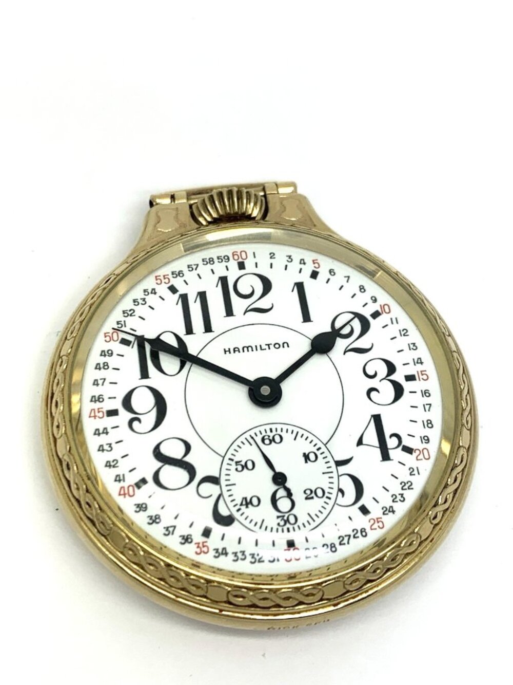 Hamilton Pocket Watch 17 Jewels Grade HA 2592 Swiss Gold Filled Case 51mm